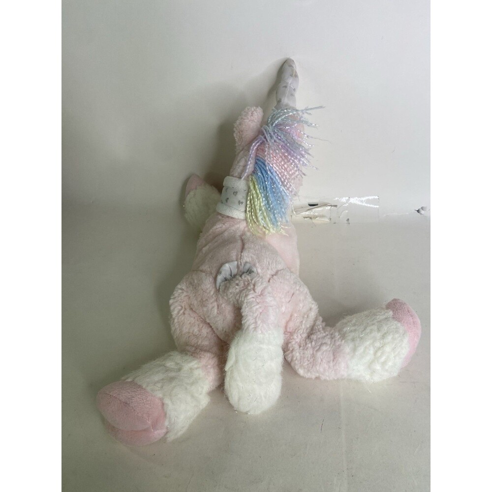 Vintage Commonwealth Unicorn Pink Pastel Rainbow Yarn Sparkle Stuffed Animal Toy - Picture 7 of 15